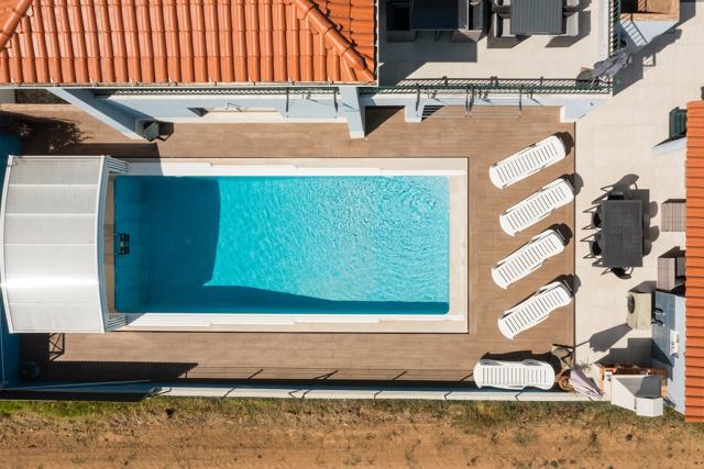 A piscina vista de cima